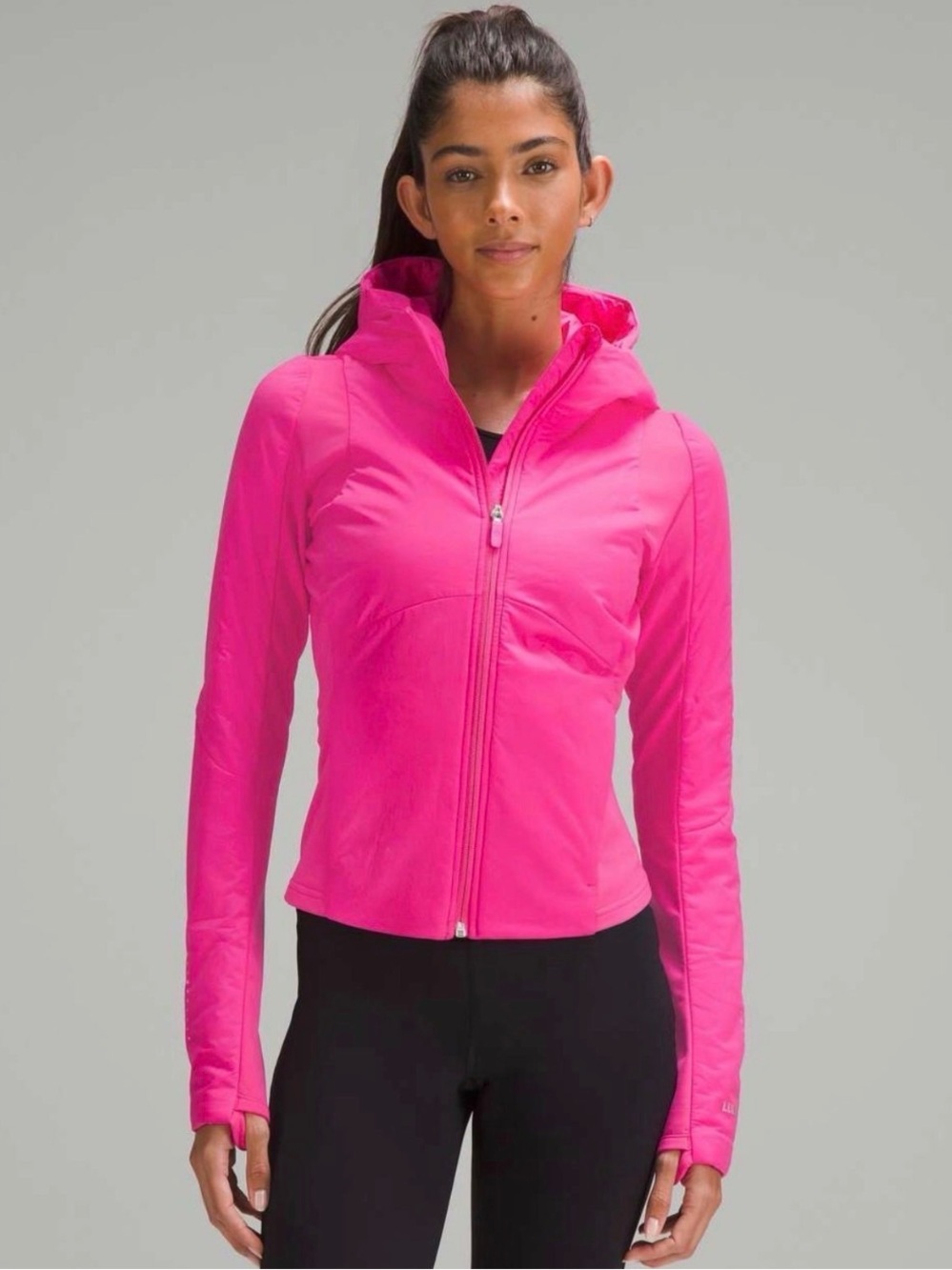 lululemon athletica Bright Pink Hooded Bomber Jacket